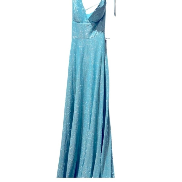 B DARLIN Slitted Zip Crisscross Adjustable Straps V Neck Formal Gown Dress 9\10 - Picture 6 of 8